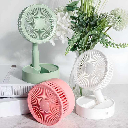 Rechargeable adjustable portable standing fan with foldable design and USB-C charging